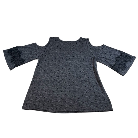 Ann Taylor LOFT Top Ladies M Gray Cold Shoulder Bell 3/4 Sleeve Shirt Womens - Picture 3 of 3